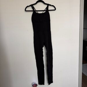 ALO Yoga Black Ribbed Strappy Jumpsuit